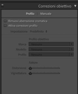 Correzione obiettivo in Lightroom