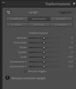 Strumento Trasforma in Lightroom